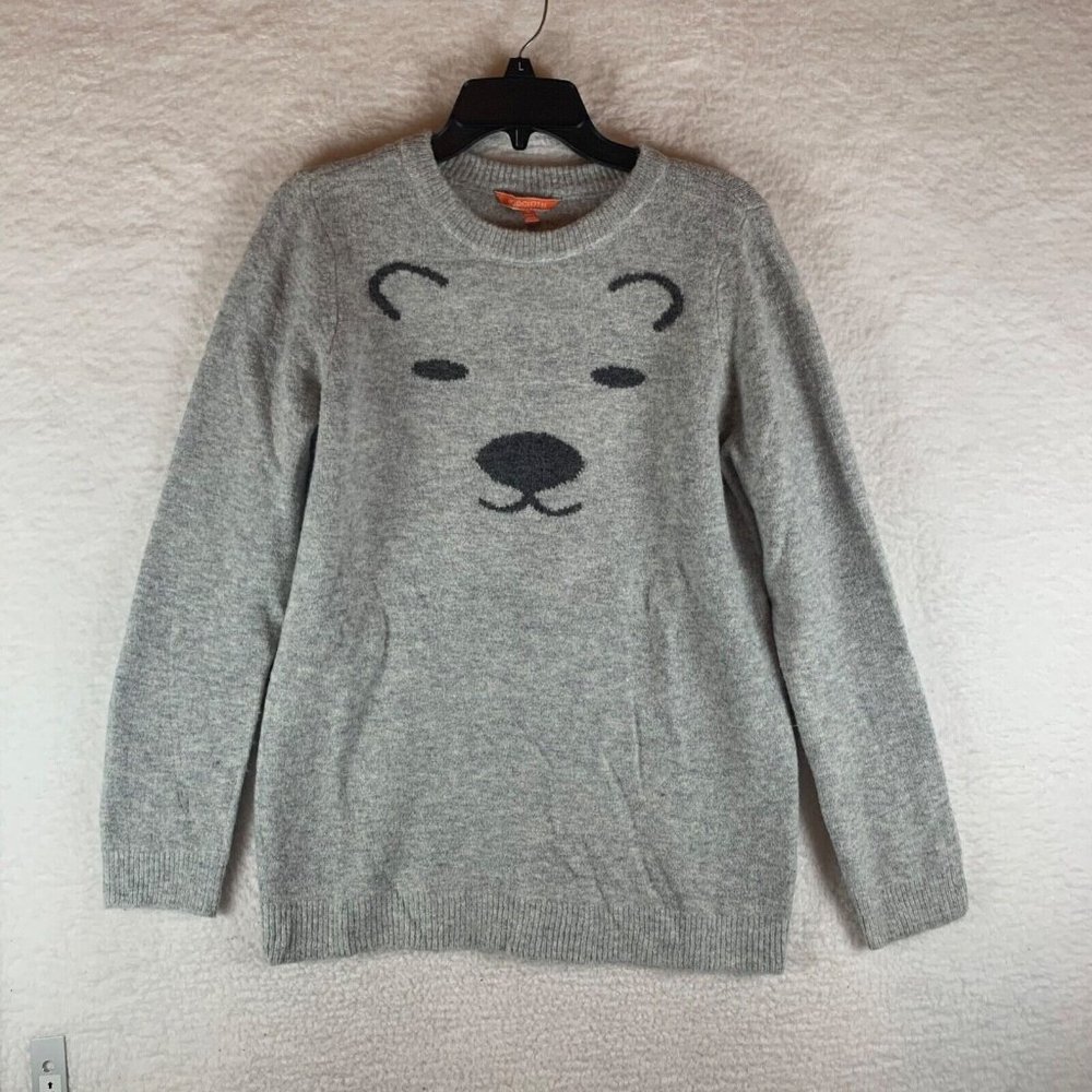 ModCloth Women's Polar Bear Crew Neck Pullover Gray Top Sweater Size M‎ 8452